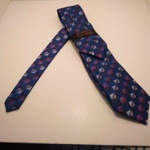 Hi-Density by Steven Land w/Pocket hanky blue w/silver hand made micro fiber tie